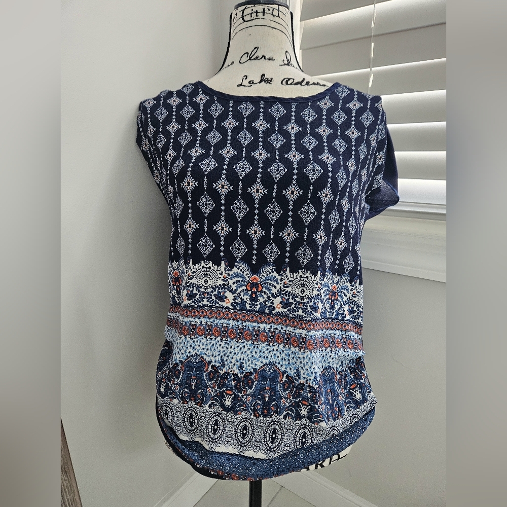Blum Navy Blue Patterned Women's Top